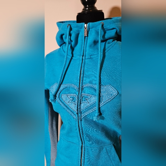 SOLD ROXY full zip misses teal blue grey sweatshirt hoodie 2000's Y2K surf - Picture 4 of 8